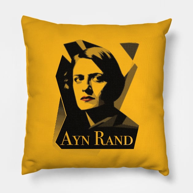 Ayn Rand (Light) Pillow by WickedAngel