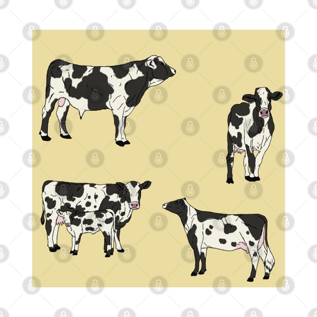 Holstein Cows Pattern Yellow by TrapperWeasel