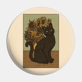 Cat and Sunflowers Pin