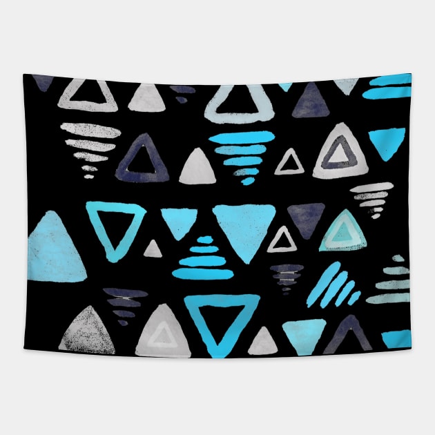 Summer Turquoise Triangles on Grey Tapestry by micklyn