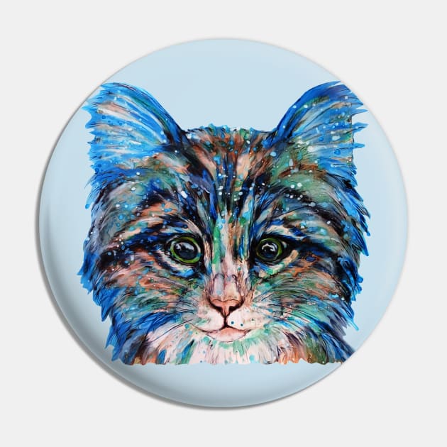 Adorable Blue Tabby Kitten Pin by candimoonart