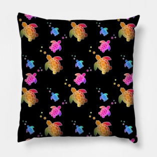 SEA Turtle Love Black Pattern - Cute Turtle Art Pillow