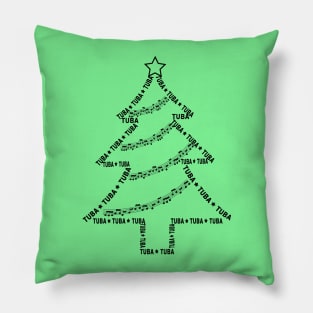 Tuba Text Christmas Tree Pillow