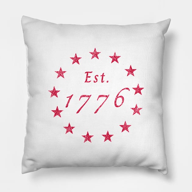 July 4th - American Independence Est. 1776 - Vintage Retro Pillow by Design By Leo