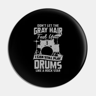 Old Man Grandpa Drums Drummer Gift Pin