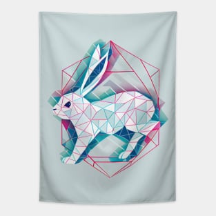 Geometric running rabbit Tapestry