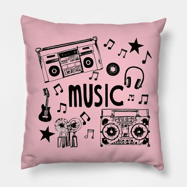 Retro music Pillow by artpisz