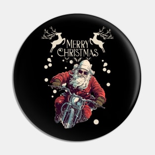 Santa Celebrate Christmas With Motorcycle Pin