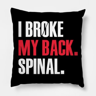 I Broke My Back. Spinal Pillow