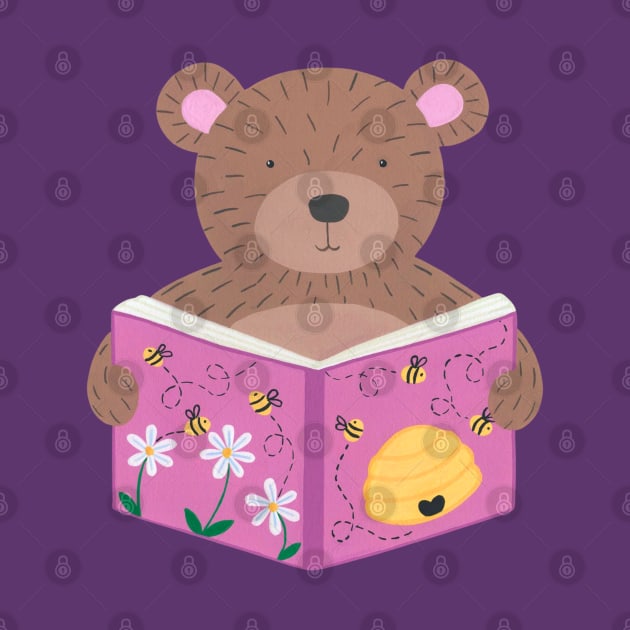 Animals with books part 4 - Bear reading bee book by NashTheArtist