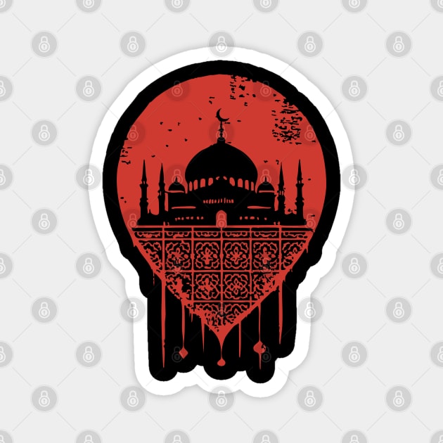 Serene Mosque Silhouette Vintage Islamic Art Style Magnet by TuncGK
