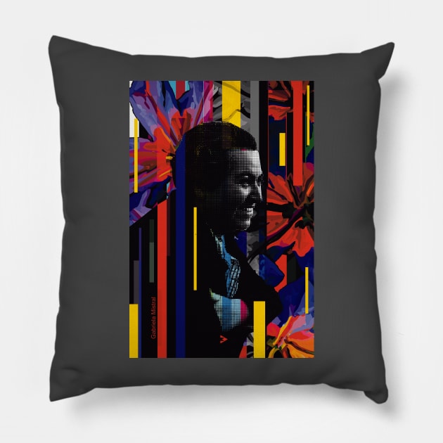 Gabriela Mistral Pillow by Exile Kings 
