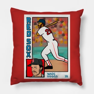 Wade Boggs - Homer at the Bat Inspired Red Sox Baseball Card Parody Tee Pillow