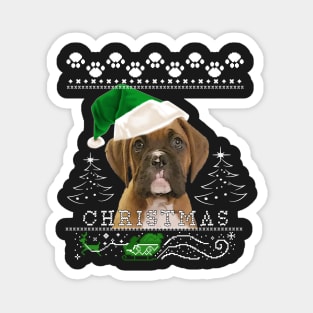 Brindle Boxer Puppy Christmas Sweater Magnet