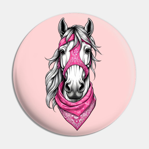 horse with pink bandana Pin by CreativeShirt