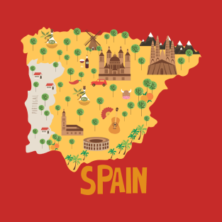 Spain Illustrated Map T-Shirt