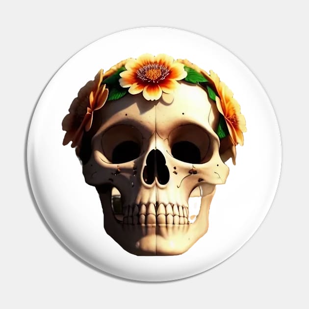 Just a Scull With Flowers 3 Pin by Dmytro