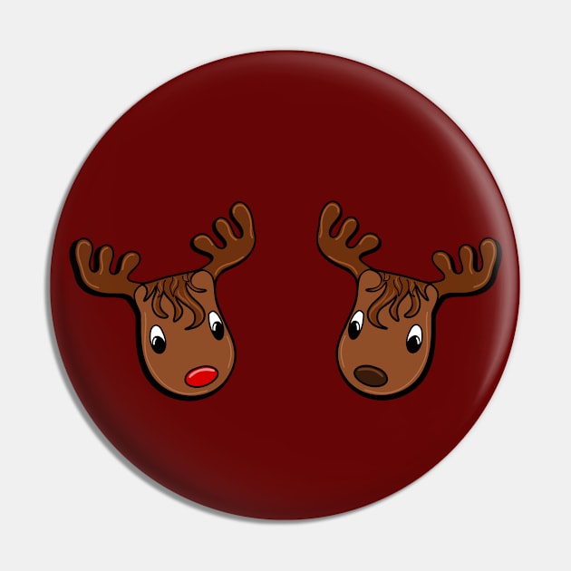 Christmas Cartoon Reindeer Pair Doodle, made by EndlessEmporium Pin by EndlessEmporium