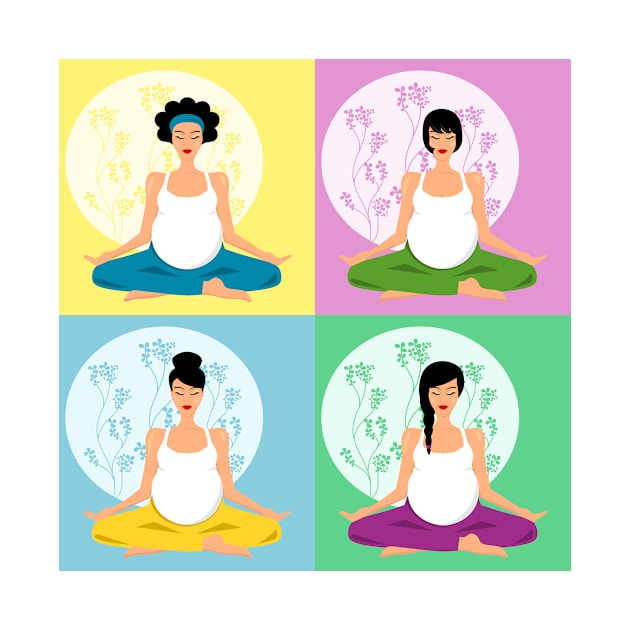 Prenatal yoga practice illustration by SooperYela