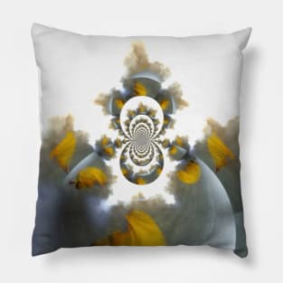 Mirrored round fractal with figure of woman Pillow