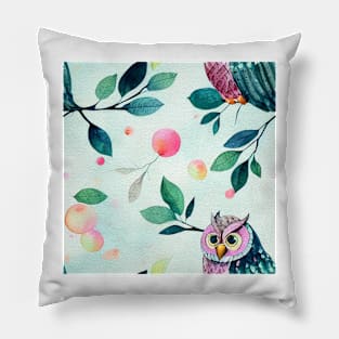 Watercolor owl pattern Pillow