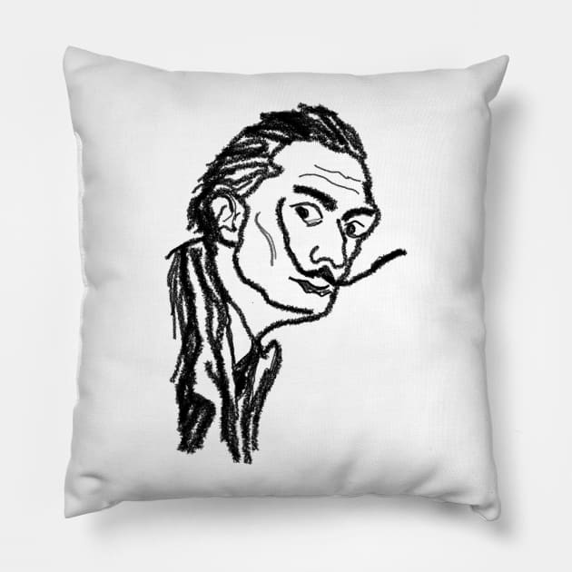 Minimalist Salvador Dali Portrait Pillow by Raimondi