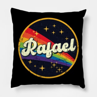 Rafael // Rainbow In Space Vintage Grunge-Style Pillow