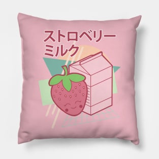 Kawaii Strawberry Milk Japanese 90s Retro Style Pillow