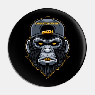 Bigfoot wearing a Sasquatch Odyssey trucker hat Pin