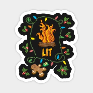 Lit. Funny Ugly Christmas Yule log design. Magnet