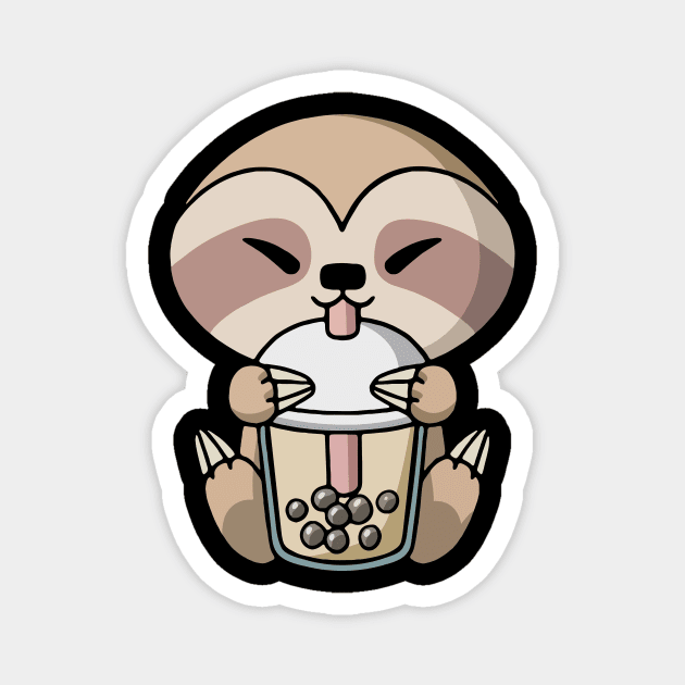 Boba Milk Tea Sloth Magnet by Amanda Patterson 