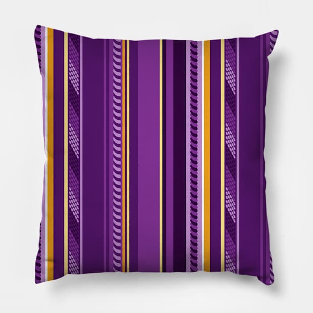 Purple Funky Stripes Pillow by Carolina Díaz