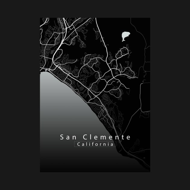 San ClementeCalifornia City Map dark by Robin-Niemczyk