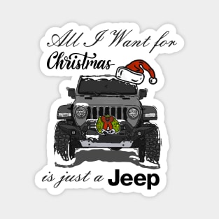 Christmas Jeep Grey Magnet