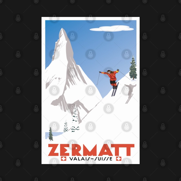 Zermatt, Valais, Switzerland,Ski Poster by BokeeLee