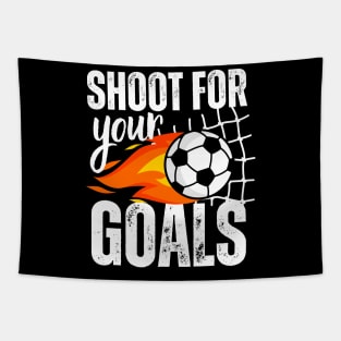 Shoot For Your Goals Soccer Boys Saying Distressed Graphic Tapestry