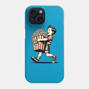 A retro kid carrying popcorn Phone Case