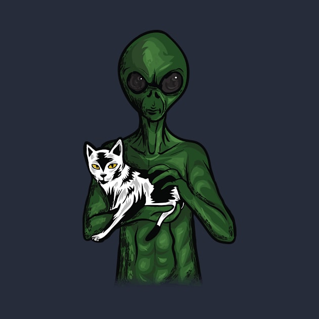 Alien with a Cat - Cat Lover Outer Space Gift by Dr_Squirrel