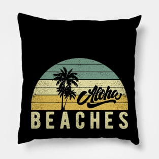 Aloha beaches summer vintage retro tee Pillow