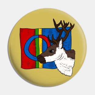 flag of the sami people, hand drawn. with a reindeer. Pin