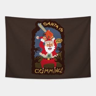 Santa Claus is comming chainsaw zombie Tapestry