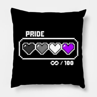 Asexual Pride Videogame Life Bar Hearts Pillow