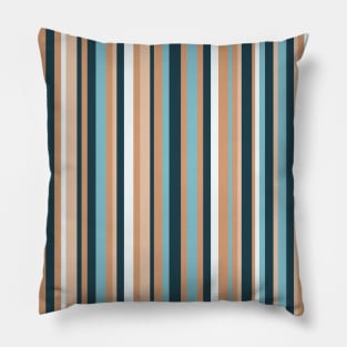 Vertical stripped pattern, in sepia and blue shades Pillow