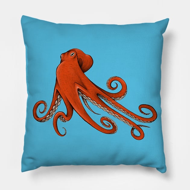 Octopus, octopus illustration, octopus drawing, octopus artwork Pillow by Akman