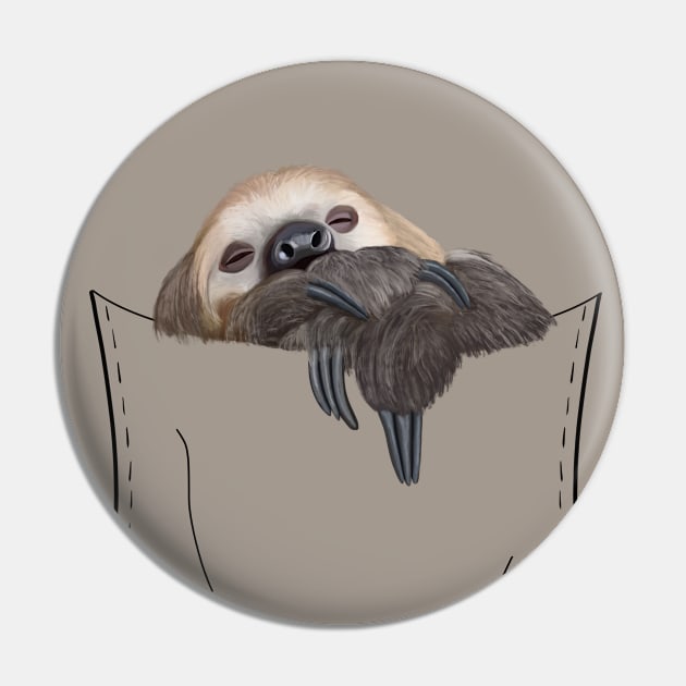 Peeking Pocket Pet - Sleepy Sloth Pin by Suneldesigns