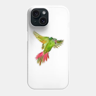 Flying Green Parrot Watercolor Painting Phone Case