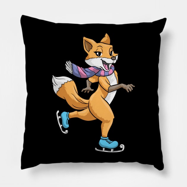 cute fox as a ice skater Pillow by Markus Schnabel