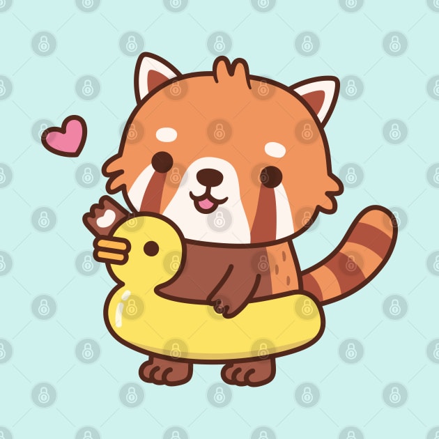 Cute Red Panda With Yellow Duck Pool Float Summer by rustydoodle