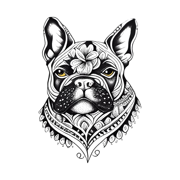 English Bulldog Pet Animal Nature Illustration Art Tattoo by Cubebox