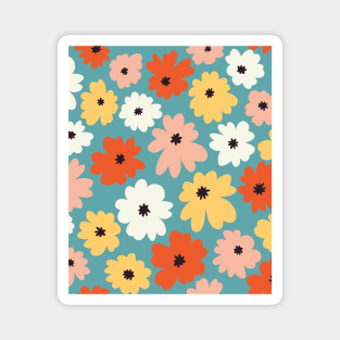 Colorful Flowers Pattern Magnet